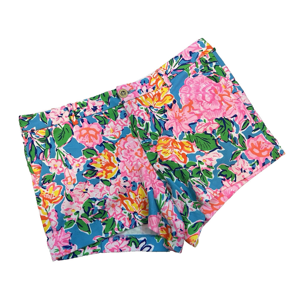 Lilly Pulitzer Pink and Blue Floral Callahan Rose To The Occasion Shorts